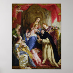 Póster O Virgin que oferece o rosário