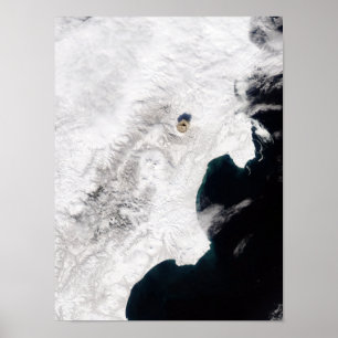 Póster O vulcão de Shiveluch em Kamchatka Krai, Rússia