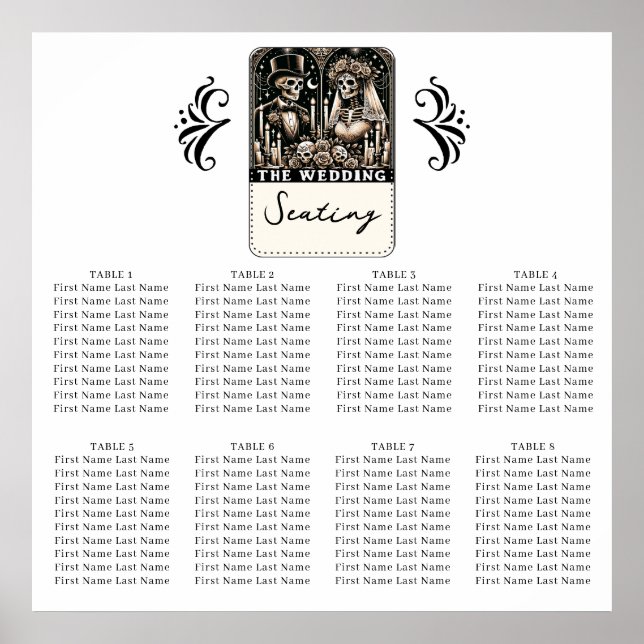 Poster O WEDDING Tarot Skeletons Noiva e Groom Seating (Frente)
