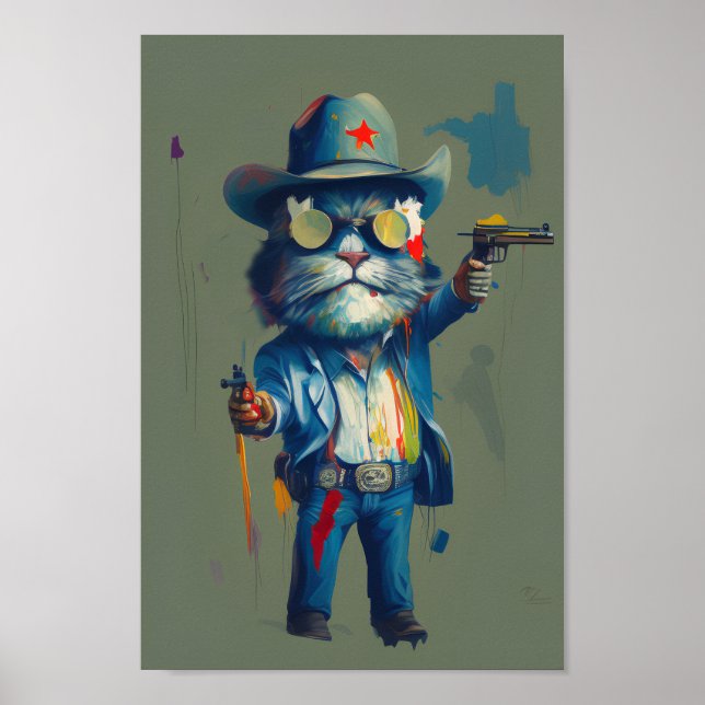 Poster O Xerife Puro: Meowdy, Xerife de Gato Cowboy (Frente)
