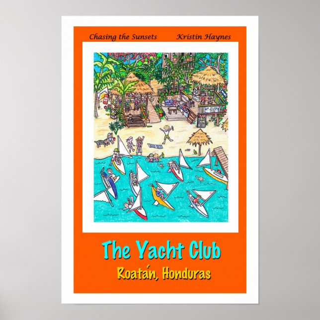 Póster O Yacht Club, Roatan, Honduras (Frente)