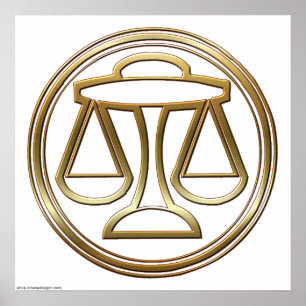 Póster O zodíaco Dourado do Libra escala o sinal da