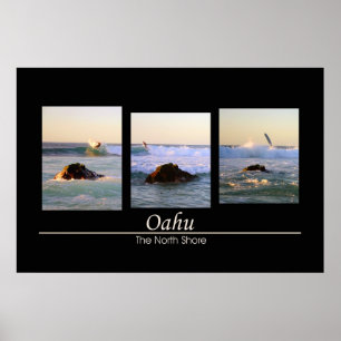 Póster Oahu - a costa norte - surfar