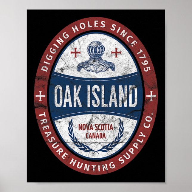 Poster Oak Island Treasure Hunting Retro Templar Knight T (Frente)