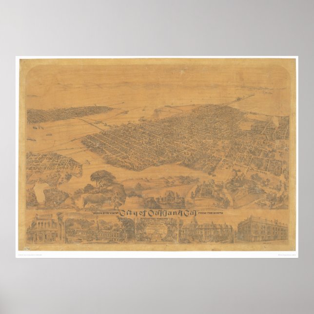 Póster Oakland, CA. Mapa Panorâmico 1881 (1231A) (Frente)