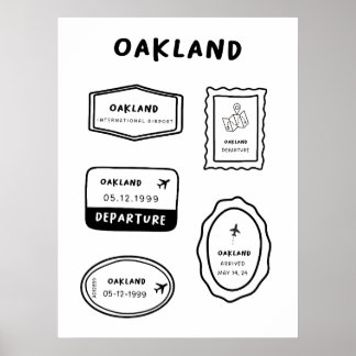 Poster Oakland - Coleção de Carimbos de Viagem | Minimali