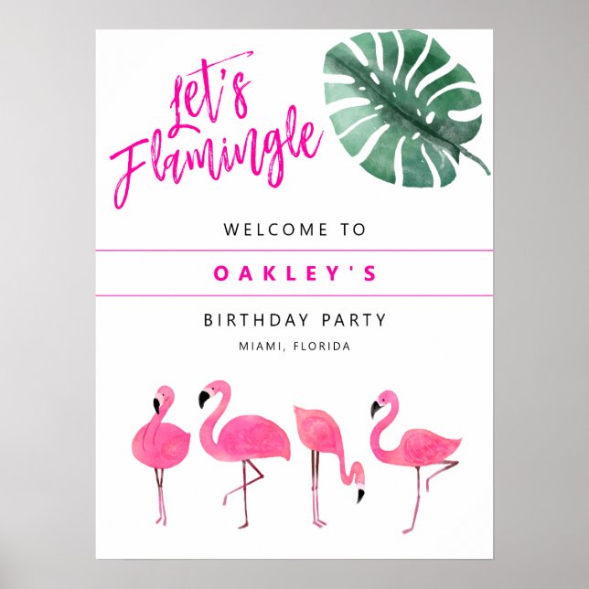 Poster OAKLEY Flamingo Hot Pink Festa de aniversário Bem- (Frente)