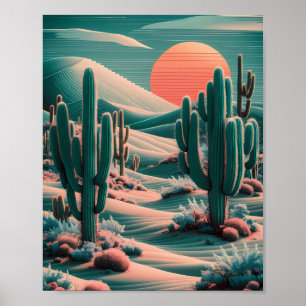 Poster Oásis do Deserto Pixelado