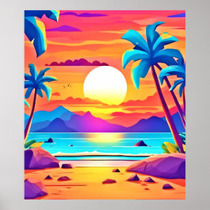 Poster Oásis Tropical Sunset