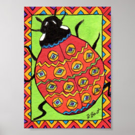 Póster Oaxacan Ladybug Mini Arte Folclórica Mexicana