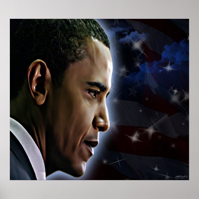 Póster Obama-Estrelas e Stripes (Frente)