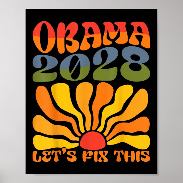 Poster Obama Para O Presidente 2028 Obama 2028 Flor Boho  (Frente)