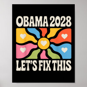 Poster Obama Vintage Flag Patriótico 2028 Política