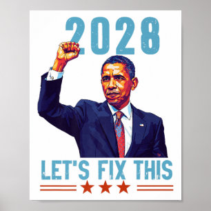 Poster Obama Vintage Patriotic 2028 Protesto Político Ral