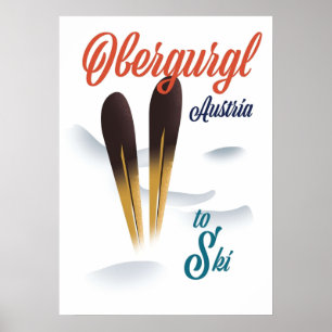 Poster Obergurgl Áustria Vintage ski