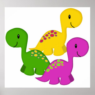 Póster Objectivas triplas de Dino do bebê