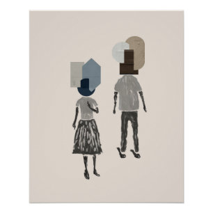 Póster objet_16_uma mulher, um homem_1 cartaz brilhante