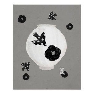 Póster objet_22_camellia,pássaro e cartaz brilhante de ce