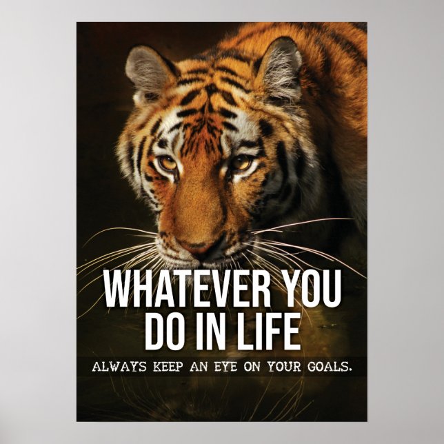 Poster Objetivos - Hustle, Gym, Sucesso - Motivação Tiger (Frente)