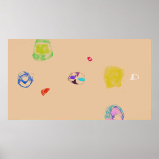 Poster Objetos Abstratos Bege Desenho Simples