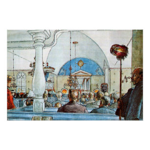 Póster Obra de Carl Larsson, Na Igreja