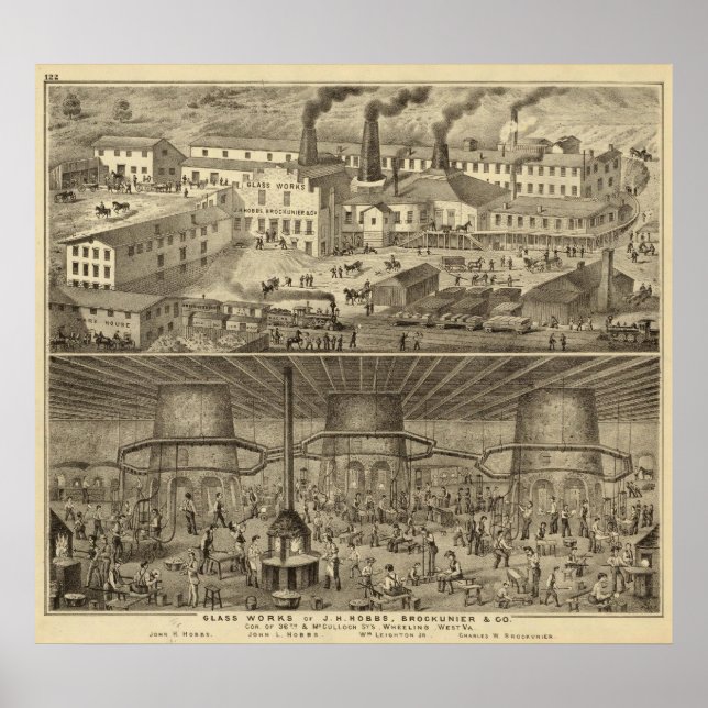 Poster Obras de vidro de JH Hobbs e Brockunier (Frente)