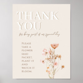 Poster Obrigado A Assinar O Chá de fraldas De Flor Selvag