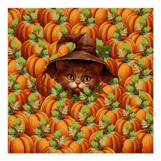 PÓSTER OBRIGADO A PUMPKINS CUTE CAT (Frente)