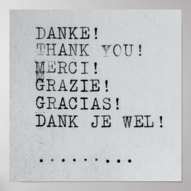 Poster Obrigado, Danke, Grazie, Gracias (Frente)