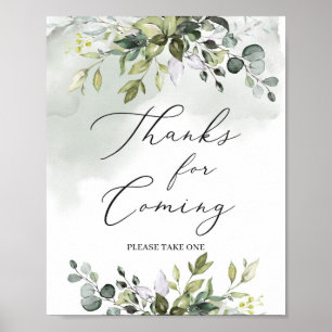 Poster Obrigado de eucalipto verde moderno para o próximo