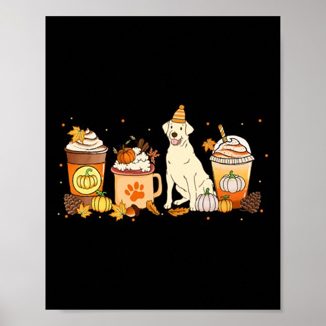 Poster Obrigado De Pumpkin De Café Do Retriever (Frente)