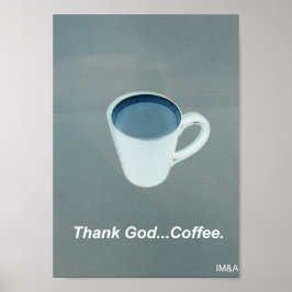 Poster Obrigado Deus Café Branco e Azul