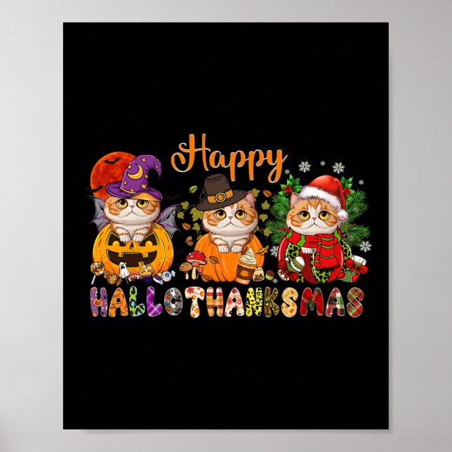 Poster Obrigado Feliz de Natal do Cat Halloween (Frente)