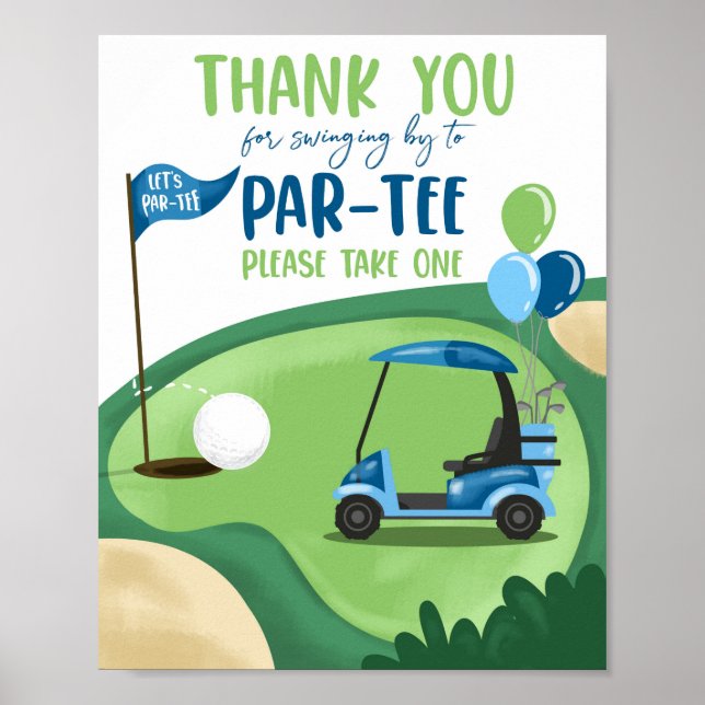 Poster Obrigado Golf Par Tee Boy Birthday Sinal (Frente)