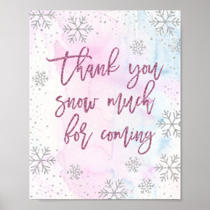 Poster Obrigado Neve Muito Floco De Neve Magenta