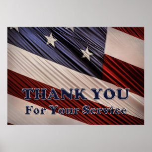 Póster Obrigado patriótico da bandeira dos veteranos