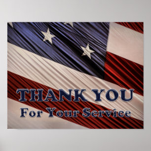 Poster Obrigado patriótico da bandeira dos veteranos
