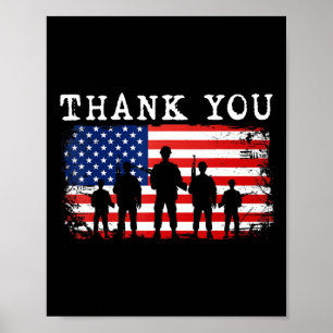 Poster Obrigado, Patriótico Veterano Memorial Dia 4 De Ju
