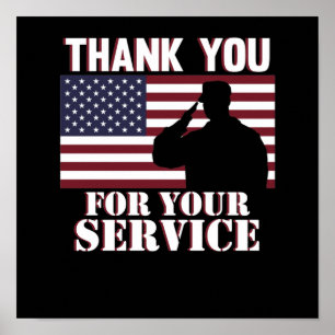 Poster Obrigado Pelo Seu Serviço Feliz Dia dos Veteranos