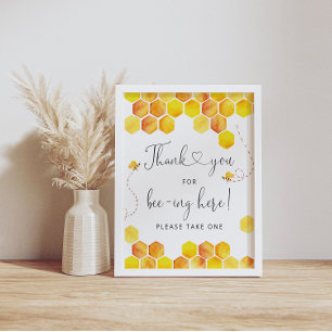Poster Obrigado por Bee-ing Here Honey Bee Sign