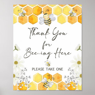 Poster Obrigado por Bee-ing Here Honey Bee Sign