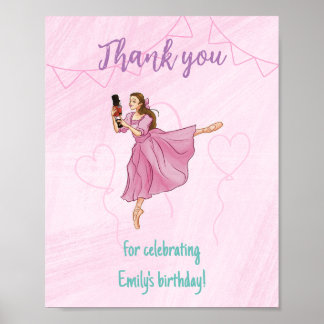 Poster Obrigado Por Celebrar - Ballerina Birthday