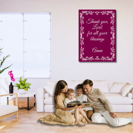 Poster Obrigado Senhor Bênçãos Oração Burgundy Personaliz