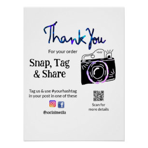 Póster Obrigado snap tag compartilhar câmera de mídia adi