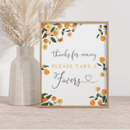 Poster Obrigados De Chás de fraldas Citros Para O Sinal D