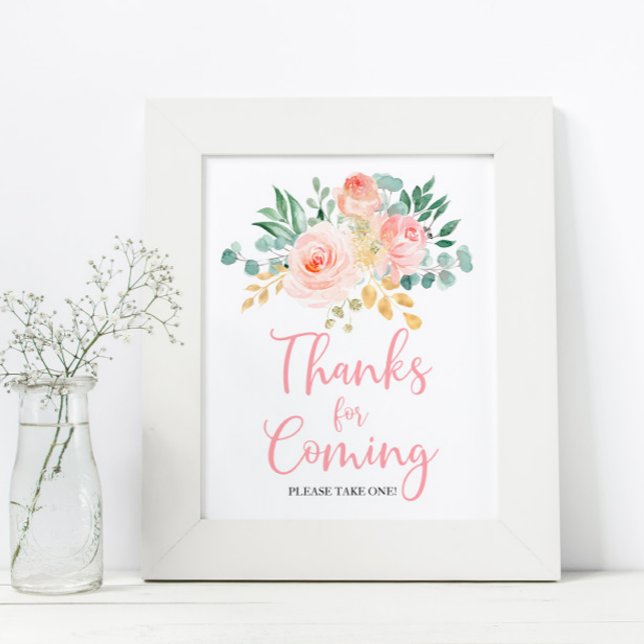 Poster Obrigados de Chás Florais Rosa-Blush Boho para a A (Criador carregado)