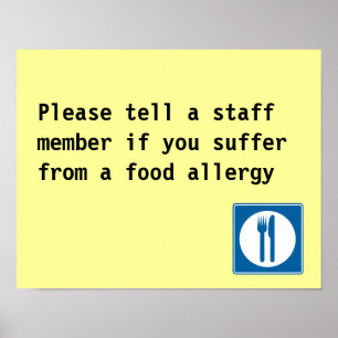 Póster Observação da alergia de comida do restaurante