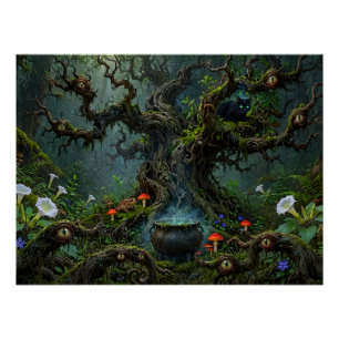 Póster Observadores no Bosque das Bruxas Caldeirão de Gat