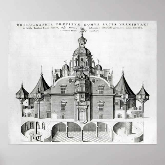 Póster Observatório de Tycho Brahe em Uraniborg (Frente)