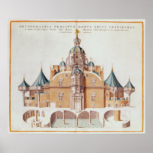 Póster Observatório de Tycho Brahe em Uraniborg (Frente)